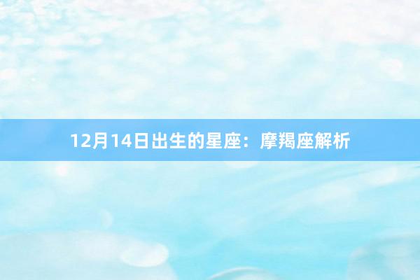 12月14日出生的星座：摩羯座解析